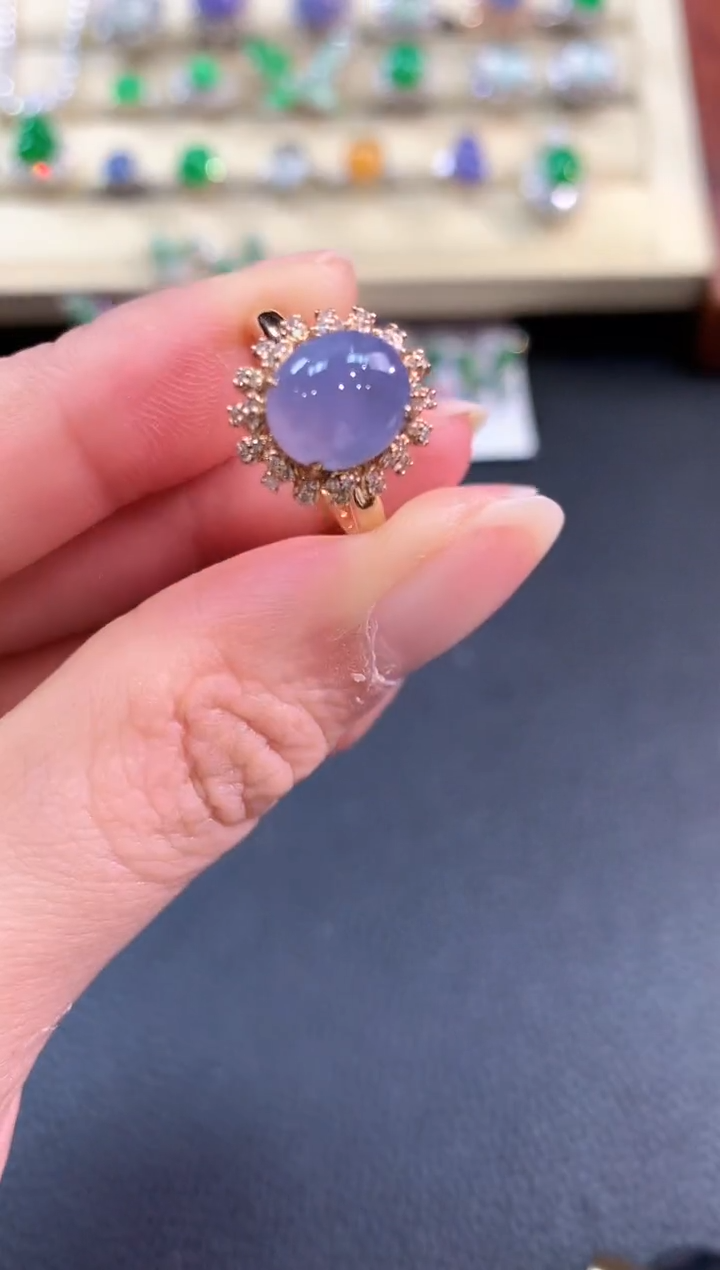 【闪购商品】翡翠戒指18K金镶嵌b130不退换有色差