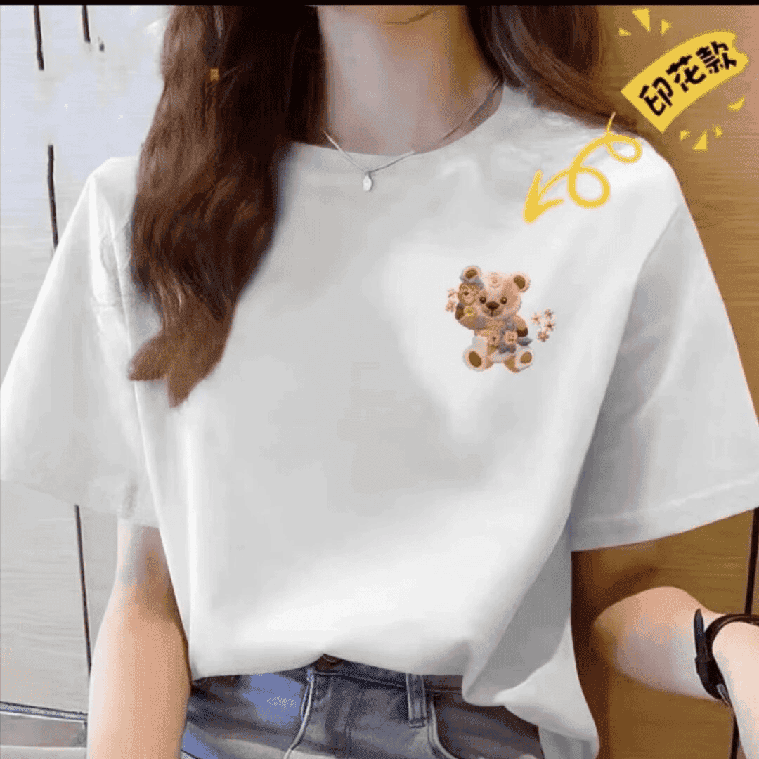 【100%纯棉】夏季上新女款女士时尚百搭潮流短袖t恤圆领显瘦半袖