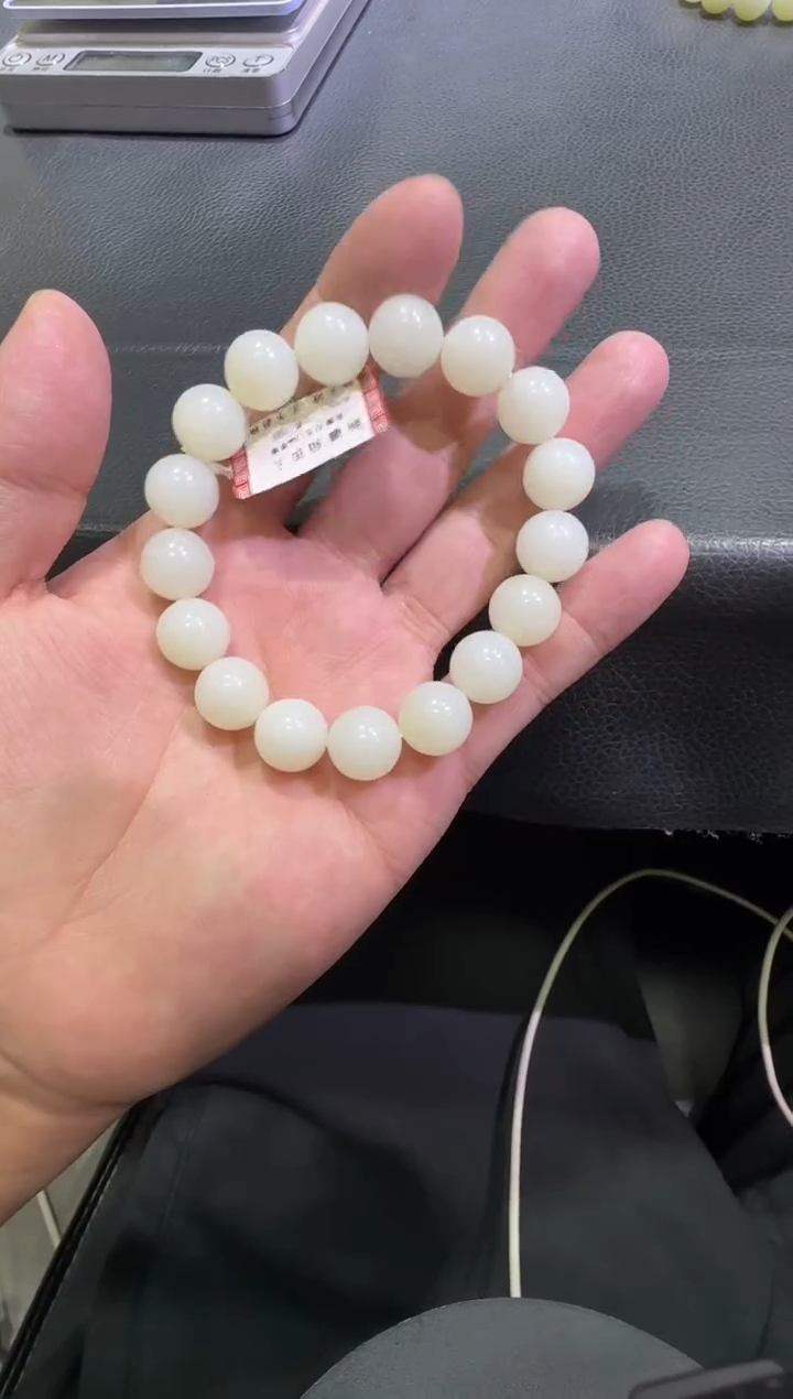 未镶嵌手串和田玉天泰白玉卡12手串（产地直发）
