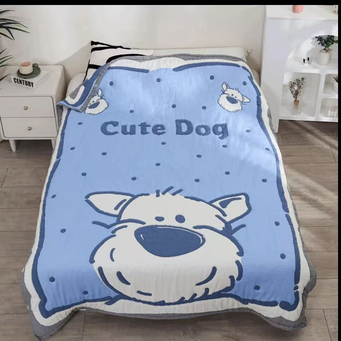 【大头雪纳瑞】150*200cm  A类全棉纱布云朵泡芙被