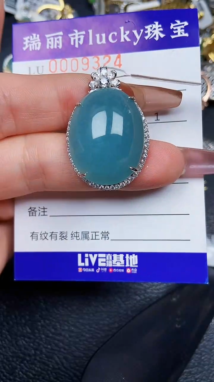 颈饰银S925镶嵌翡翠9324