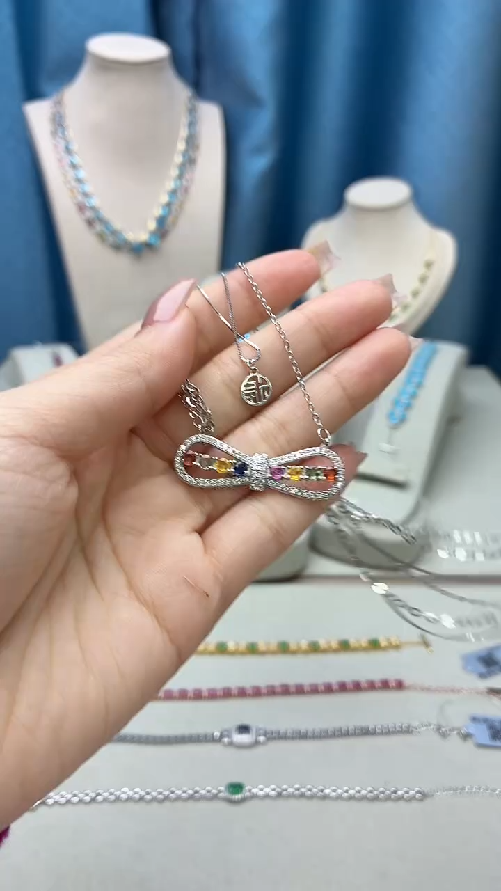 颈饰彩色蓝宝石银S925镶嵌103JH0102产品一个（多样性）