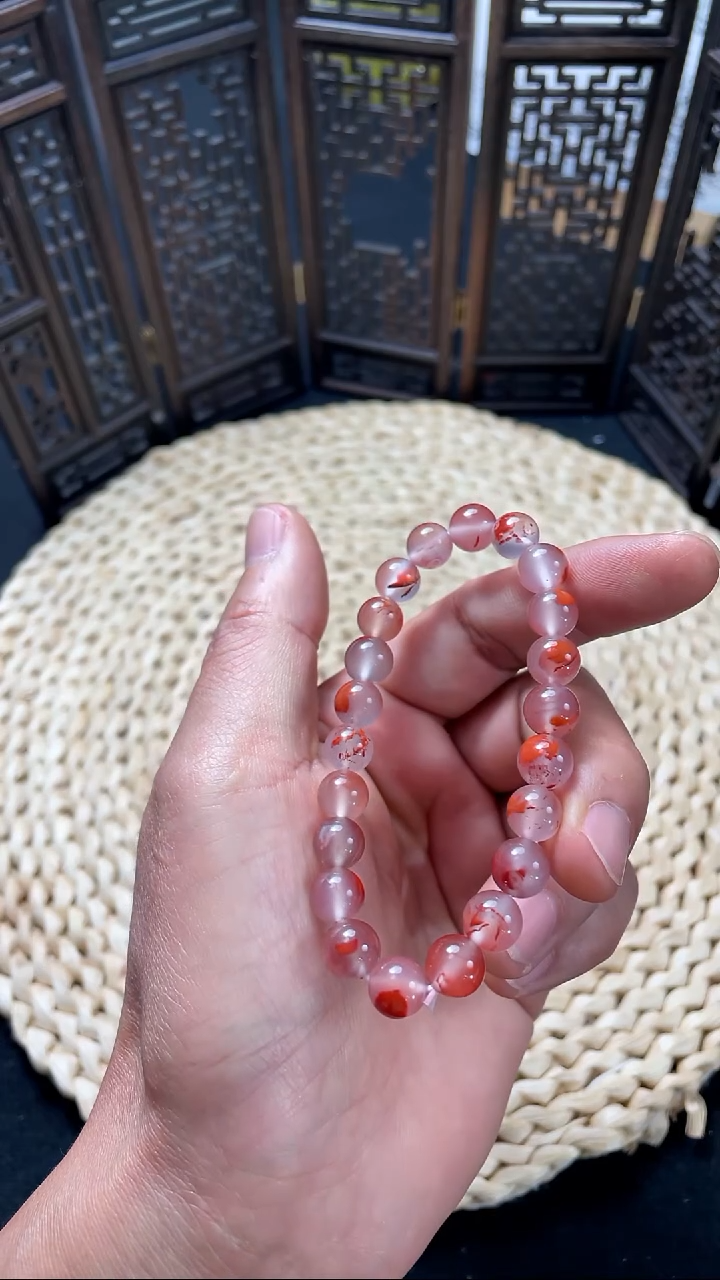 未镶嵌手串南红玛瑙冰飘花手串8+mm