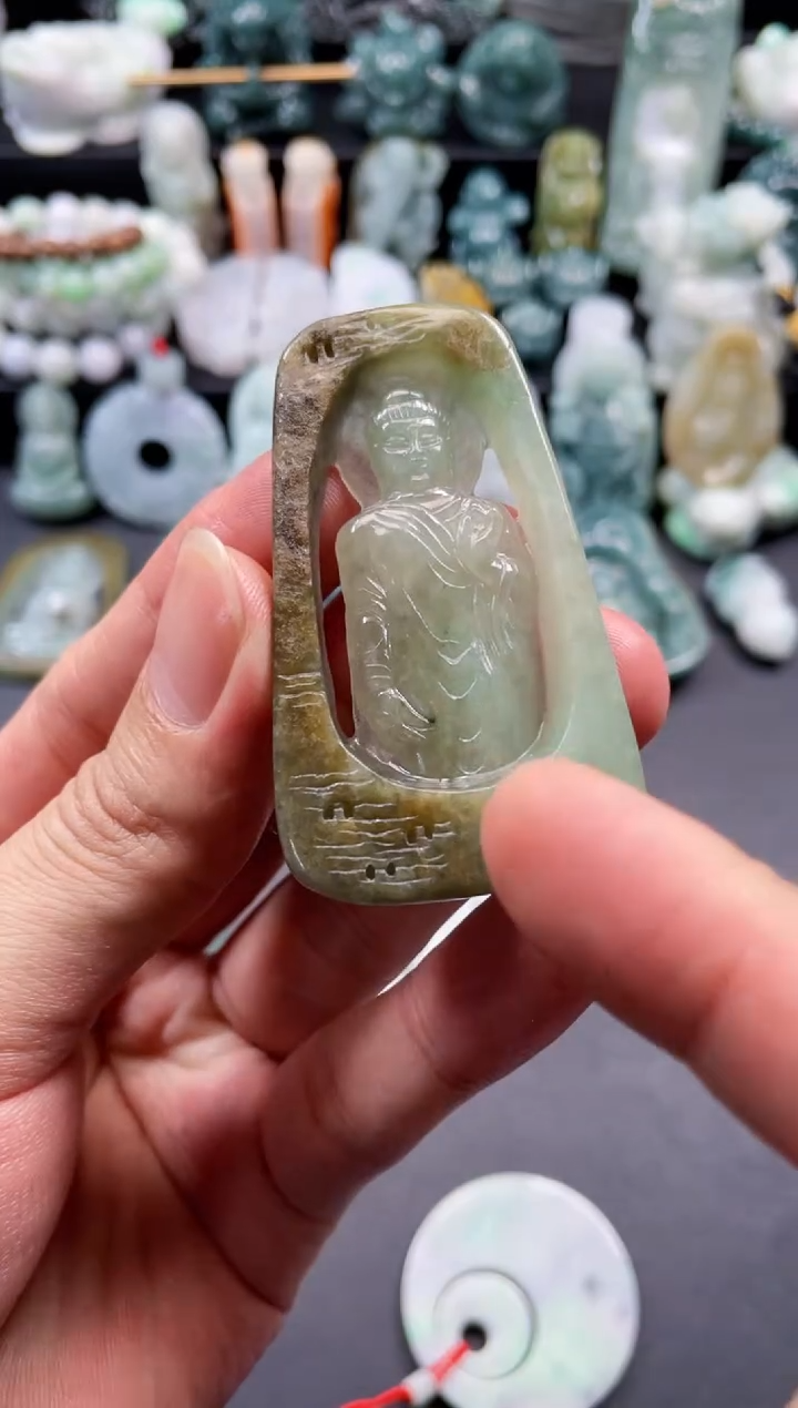 颈饰未镶嵌翡翠36  天然翡翠a货  阿弥陀佛