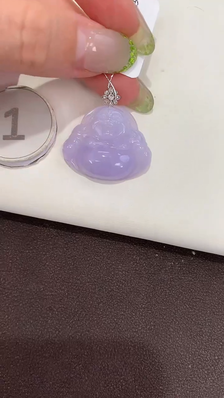 颈饰18K金镶嵌翡翠天然缅甸a货翡翠