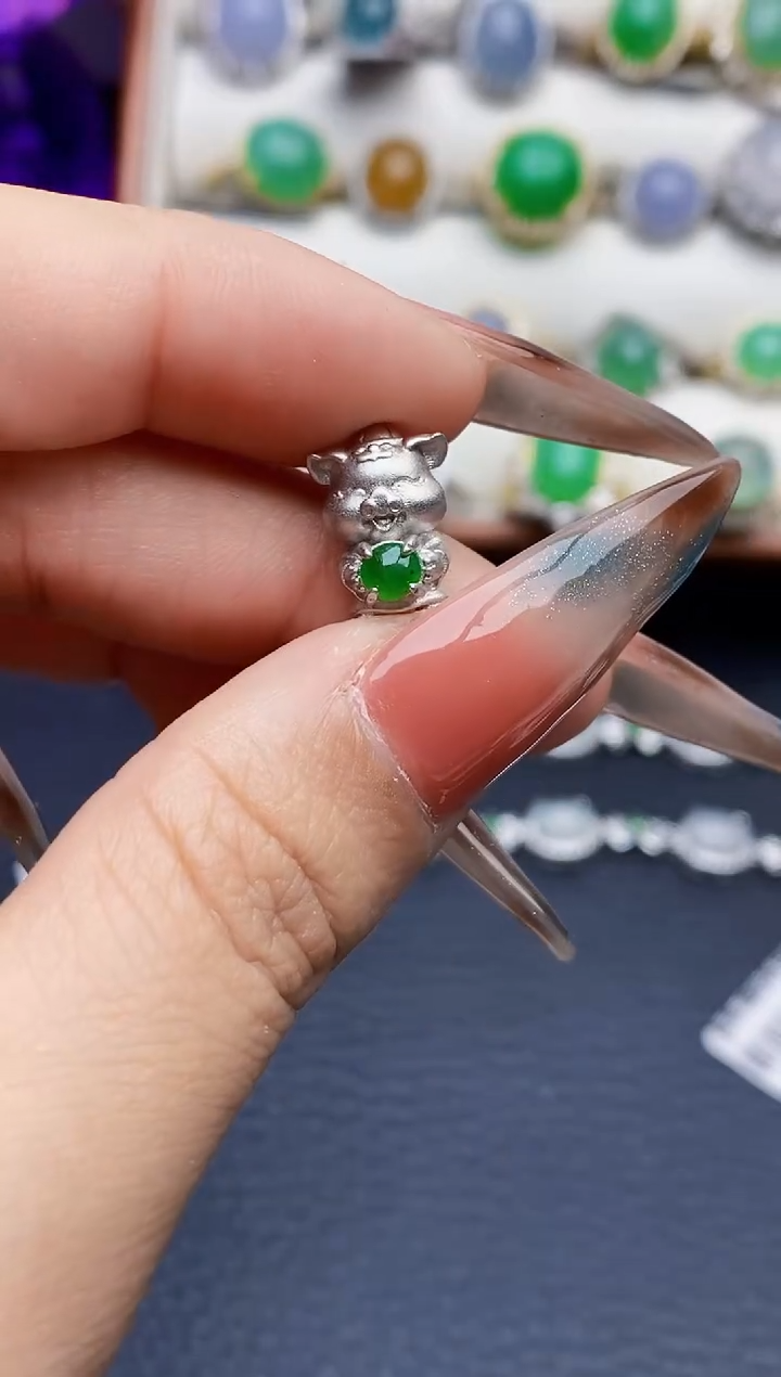 银S925镶嵌戒指翡翠3092