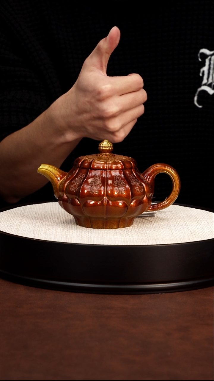 茶壶紫砂贝壳烧 筋纹掇只