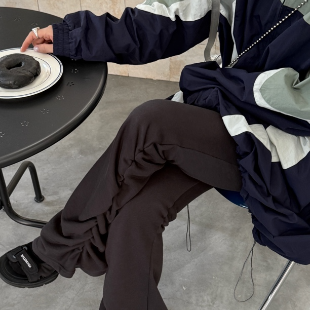 HELLOTANGO《褶皱艺术》小众个性褶皱设计微喇休闲裤550114#