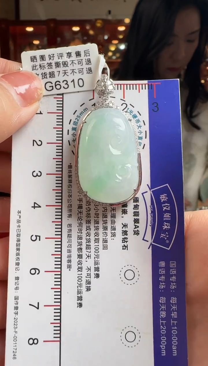 【闪购商品】翡翠颈饰18K金镶嵌G6310冰飘绿如意