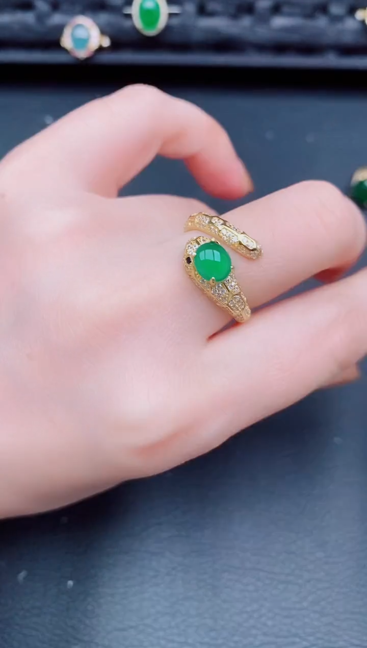 【闪购商品】翡翠戒指银S925镶嵌天然a货翡翠595