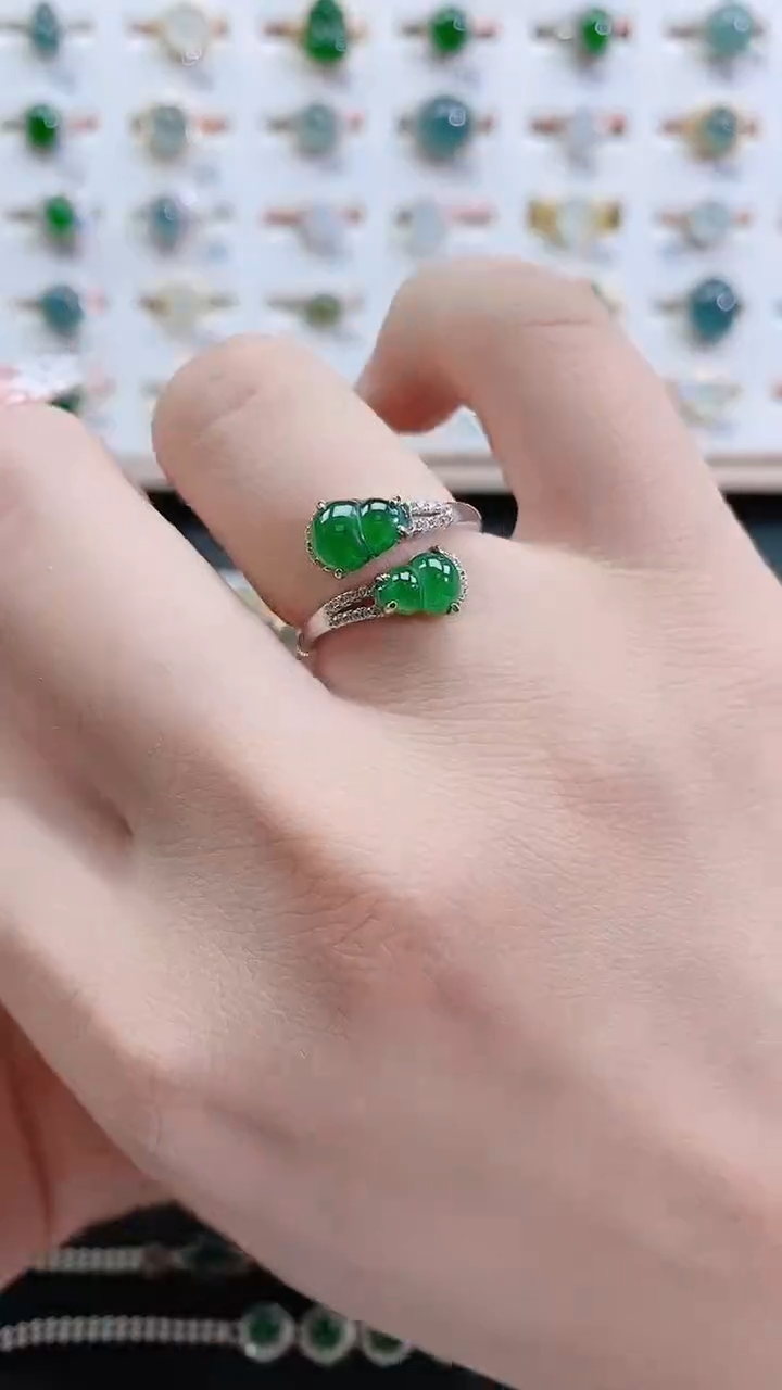 银S925镶嵌戒指翡翠天然翡翠