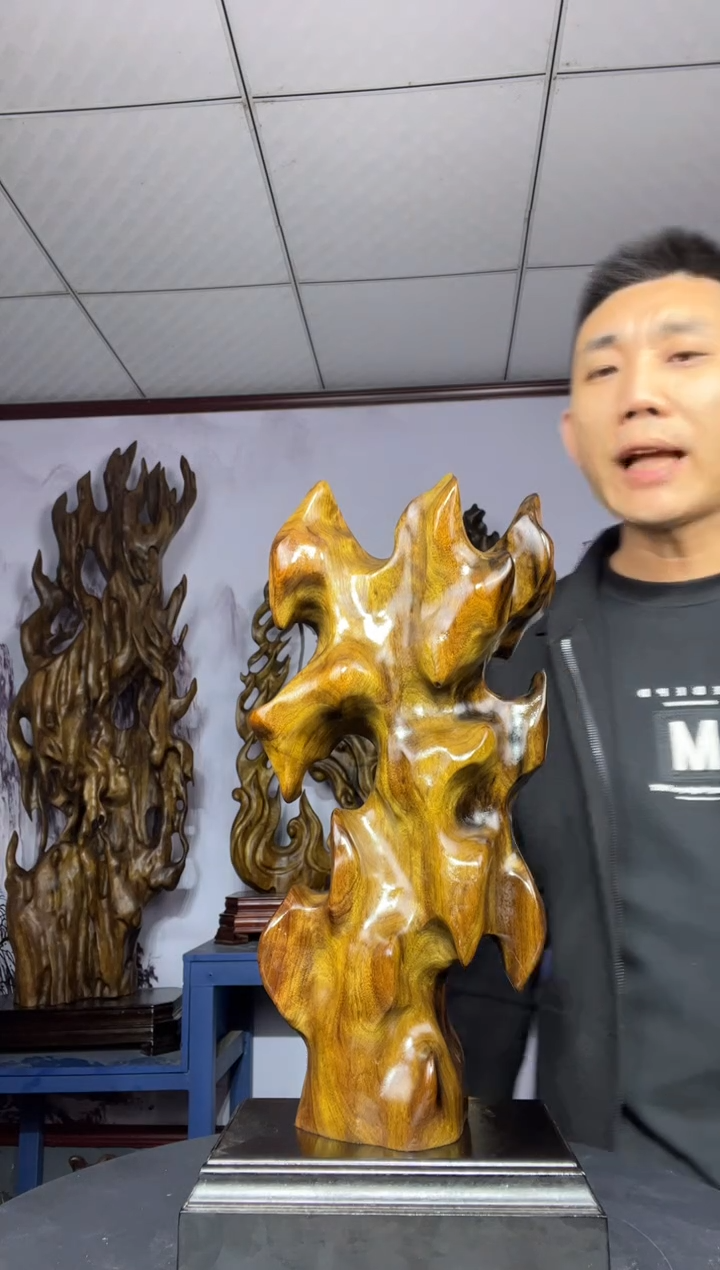 金丝楠木雕款抹*金丝楠木工艺品摆件