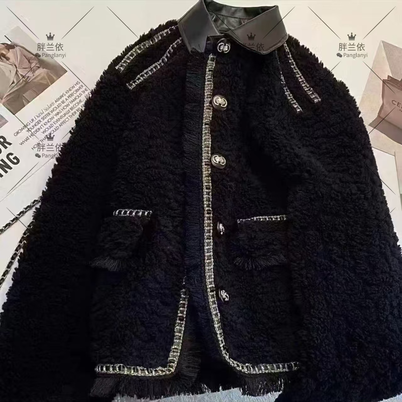 300JINPLY-小香风流苏机车毛毛外套5050
