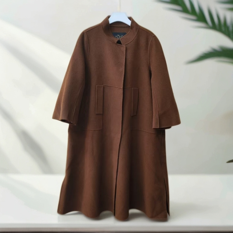赫本风双面呢羊毛大衣中长款气质毛呢外套(D8-4)Y119