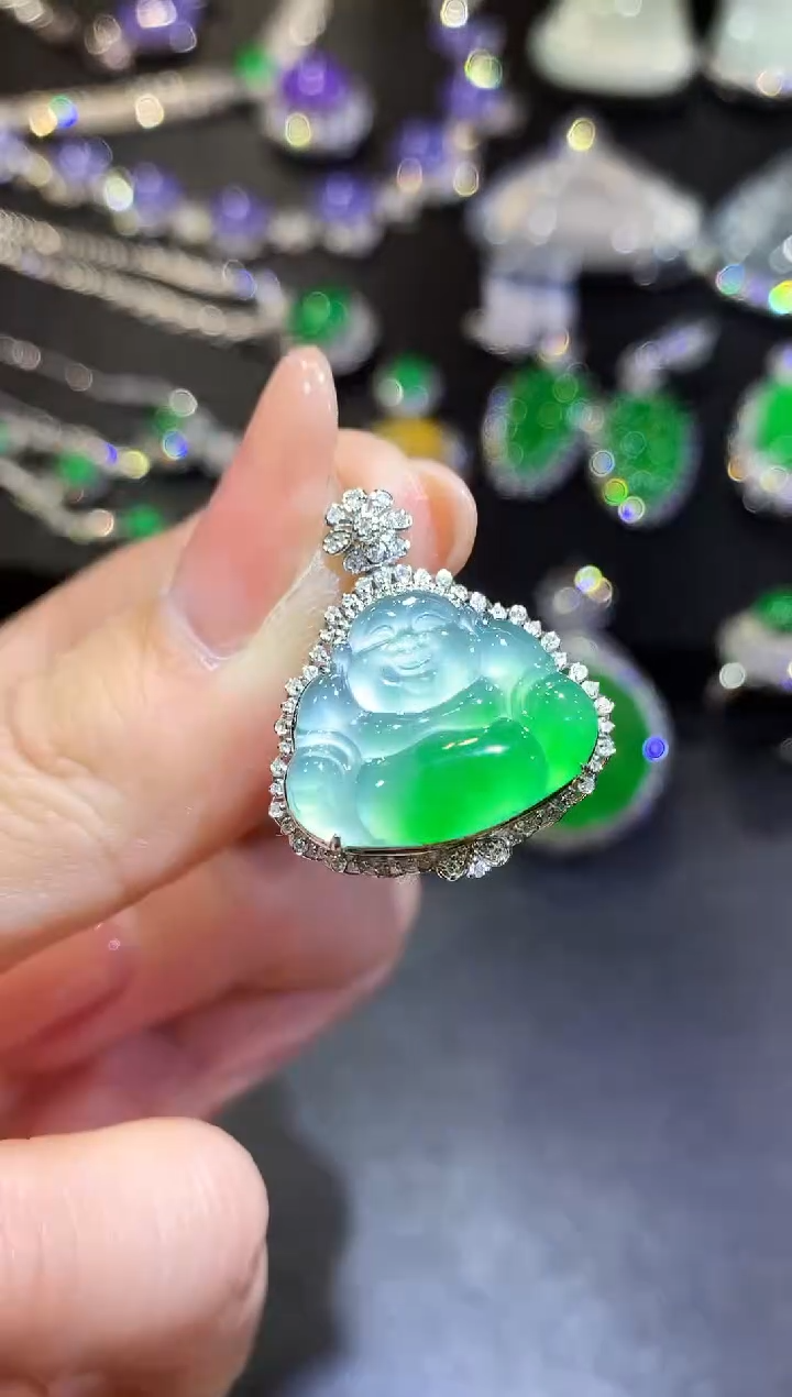 【闪购商品】翡翠吊坠(不含链)18K金镶嵌45-佛公