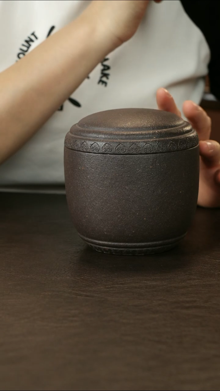 紫砂茶叶罐粗砂天青泥 醒茶罐