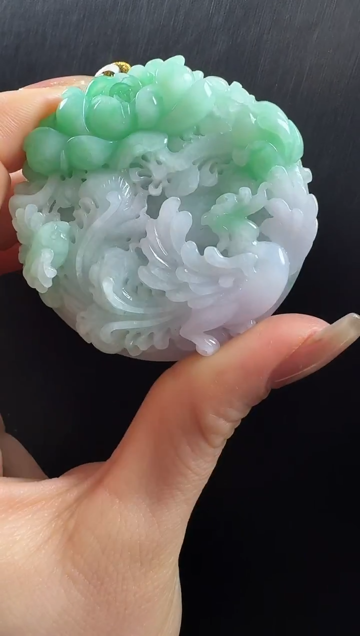 颈饰未镶嵌翡翠凤穿牡丹