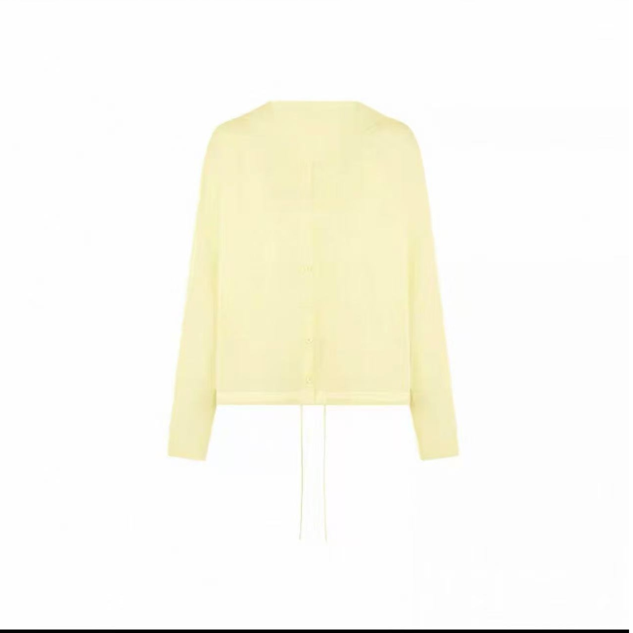 TY/-云片针织开衫 朦胧微透宽松排扣抽绳连帽上衣*As 5844