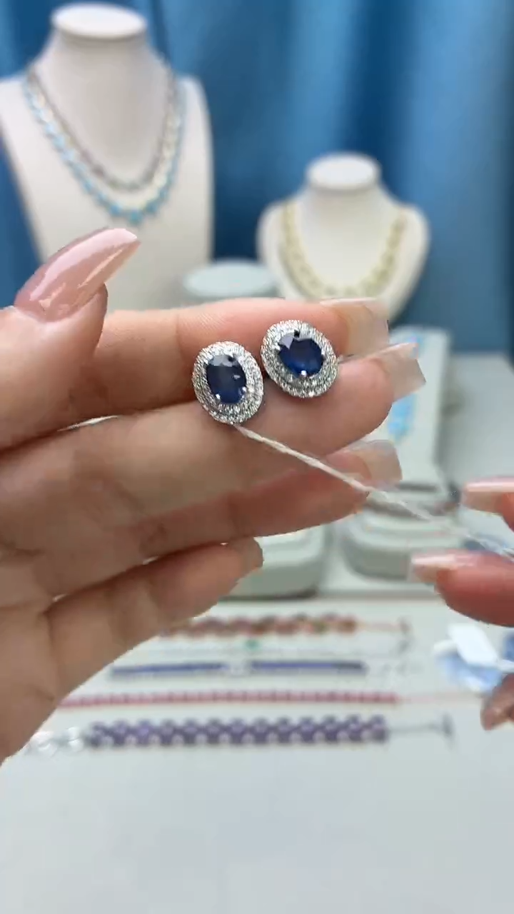 耳饰蓝宝石银S925镶嵌263BJ1209产品一个（多样性）