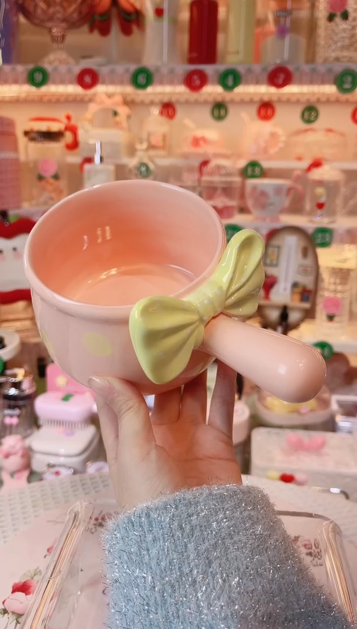 【闪购商品】摆件蝴蝶结手柄碗粉色品质好，发货快，放心拍