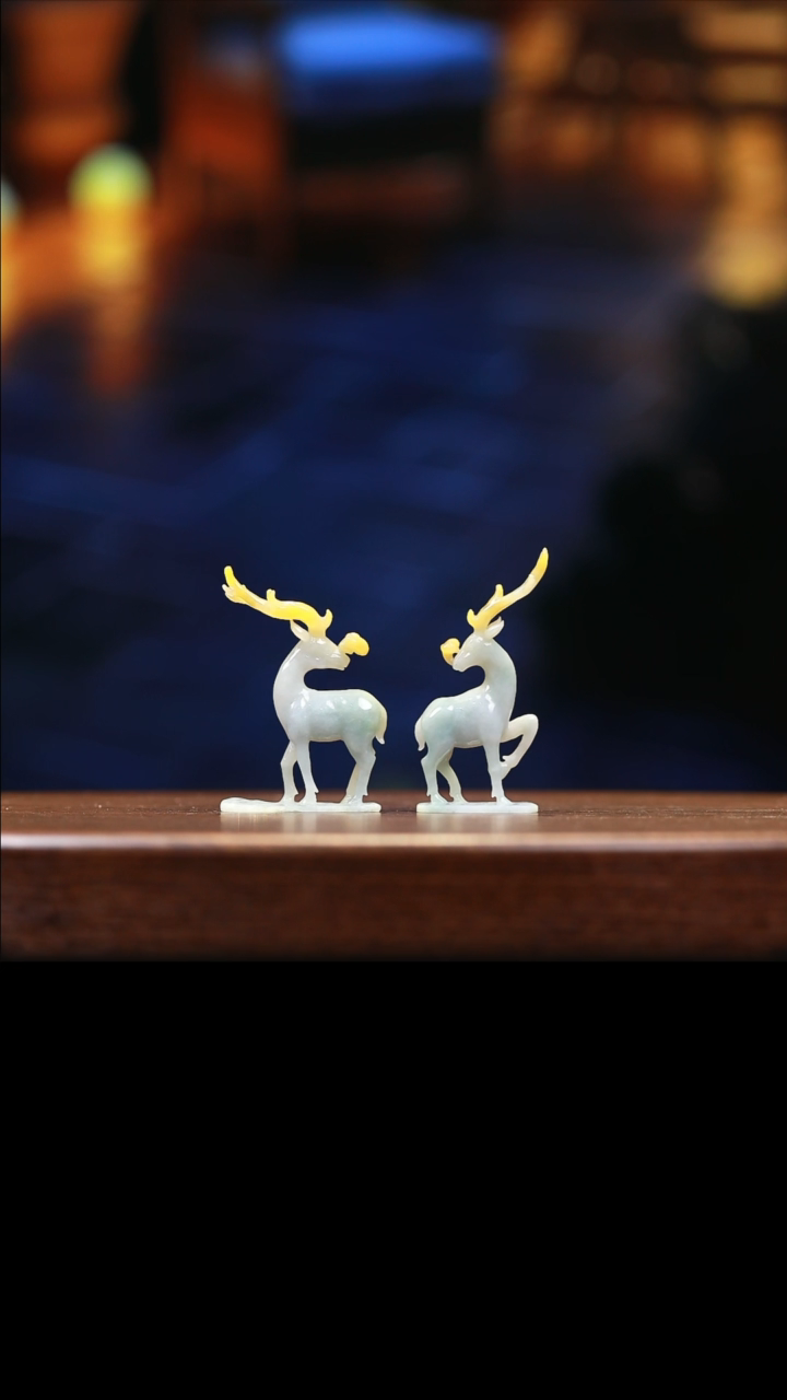 【闪购商品】翡翠摆件未镶嵌翡翠灵鹿一对