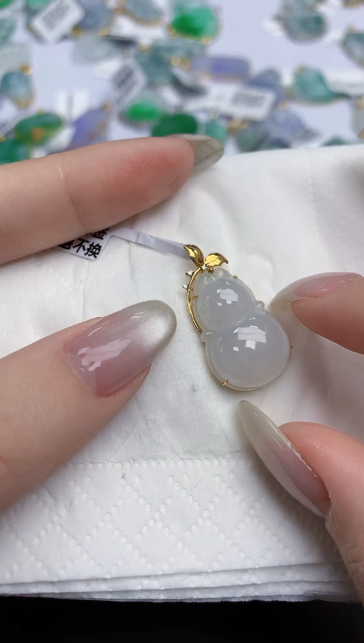 【闪购商品】翡翠颈饰18K金镶嵌天然缅甸翡翠A货