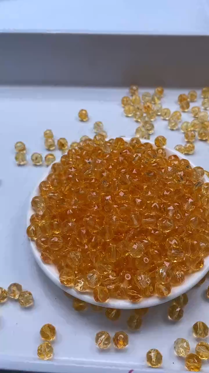 颈饰未镶嵌水晶W1799金橙色碧玺切面8mm*15颗