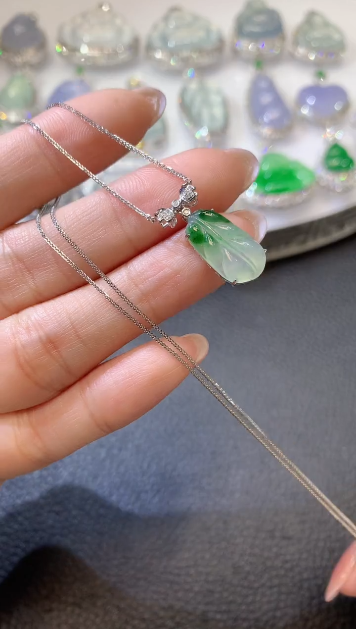 【闪购商品】翡翠套链18K金镶嵌D6一件