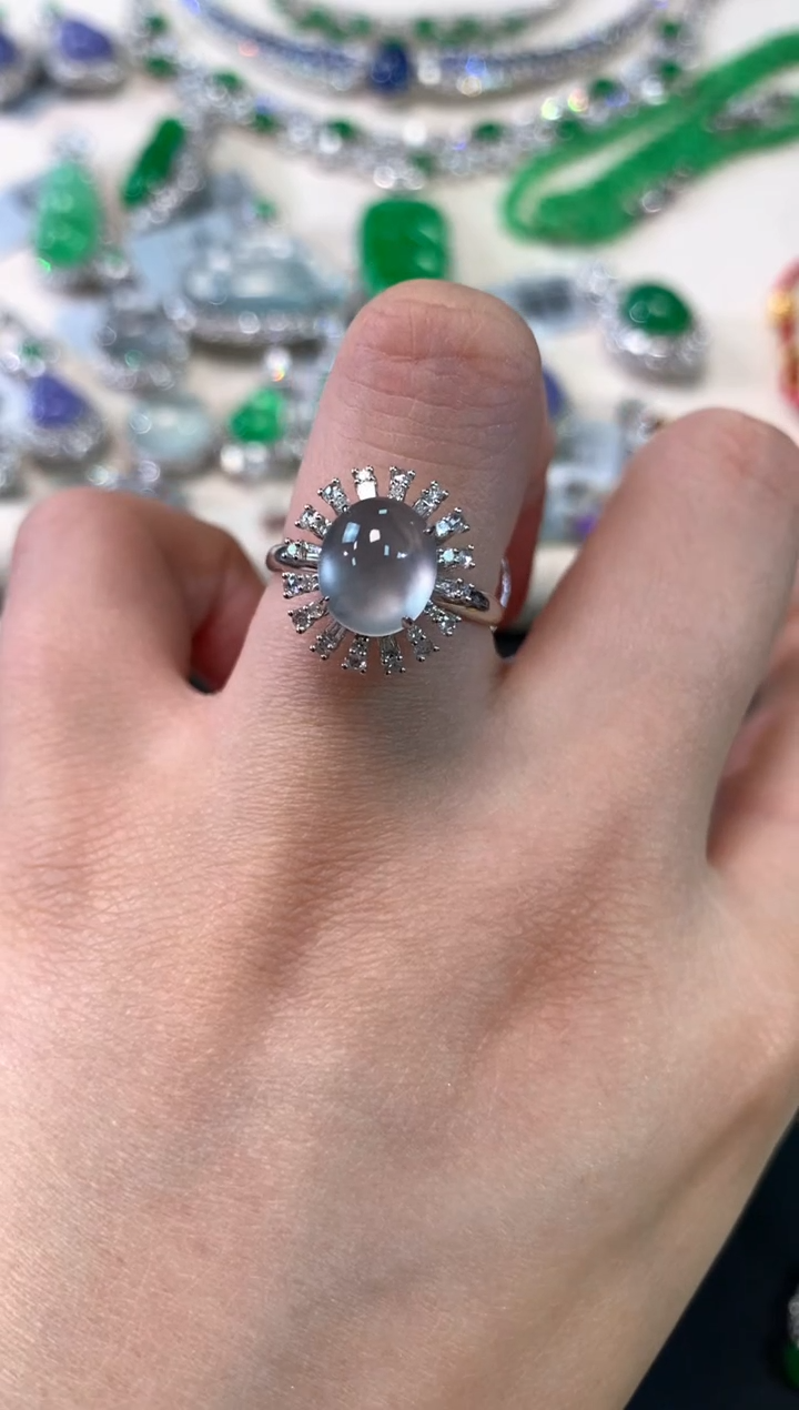 【闪购商品】翡翠戒指18K金镶嵌C64|9800