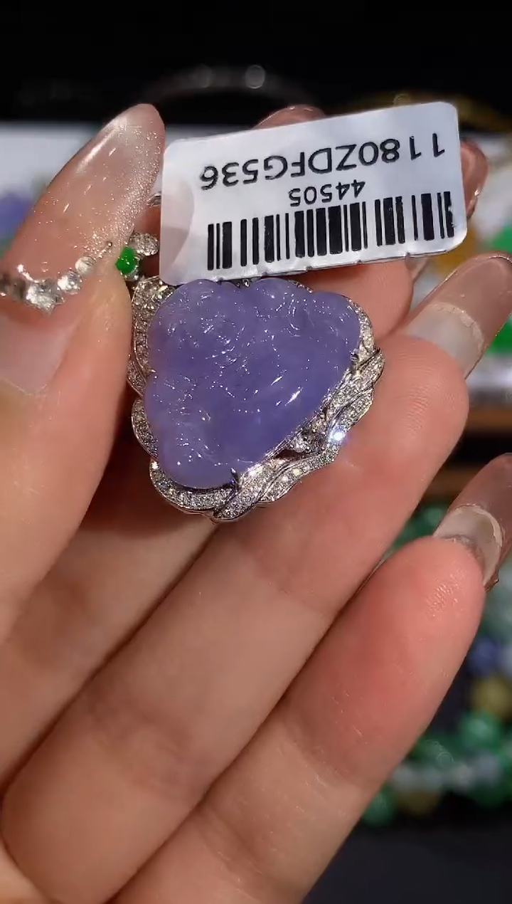 吊坠(不含链)18K金镶嵌翡翠SF44505多样性发其一