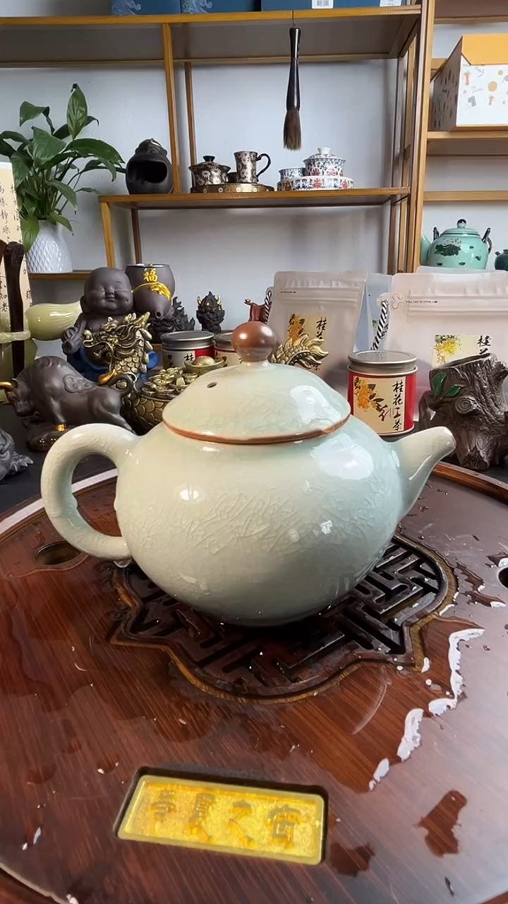 汝窑开片雨水化冰茶壶260ml