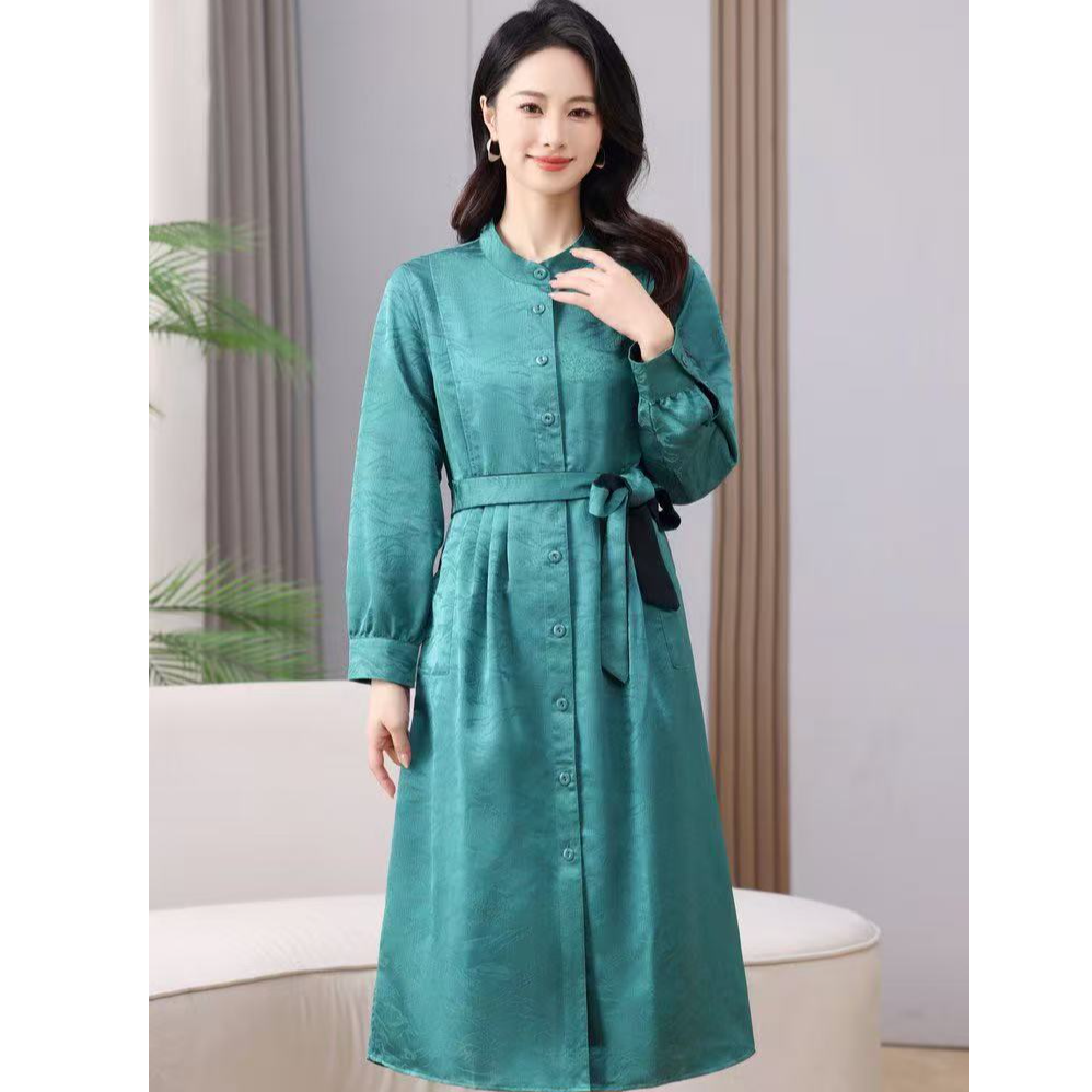 春季新款妈妈高定中长款穿纯色百搭显风衣女装时尚外套