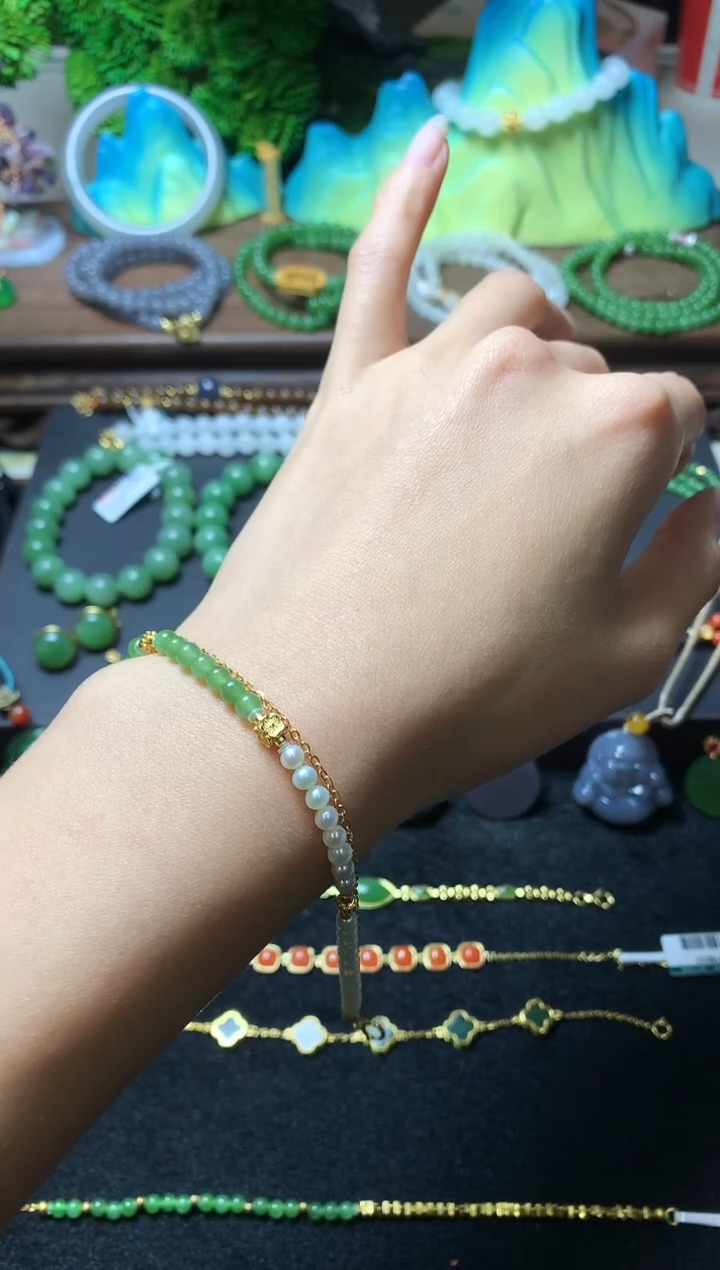 【闪购商品】和田玉手链银S925镶嵌手链