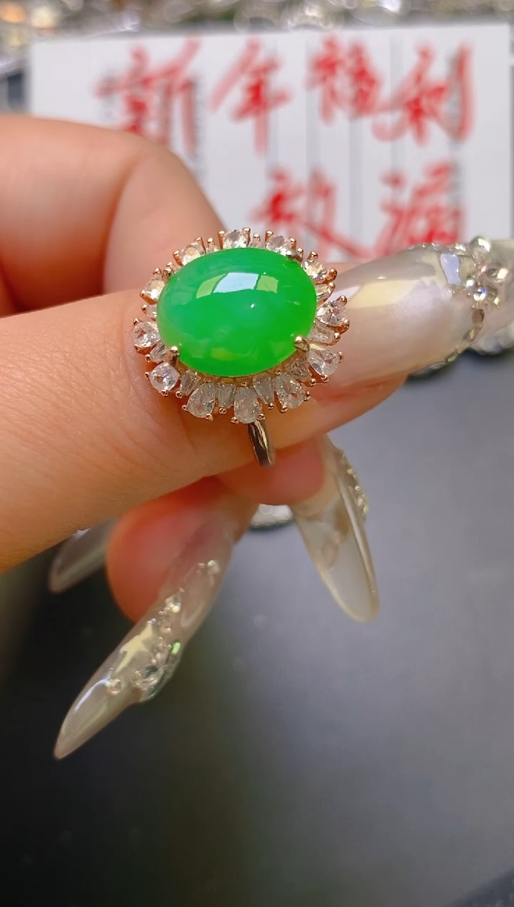 【闪购商品】翡翠耳饰银S925镶嵌天然A货翡翠1