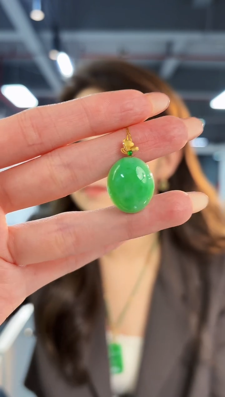 【闪购商品】翡翠颈饰18K金镶嵌缅料A货/支持复检/一件