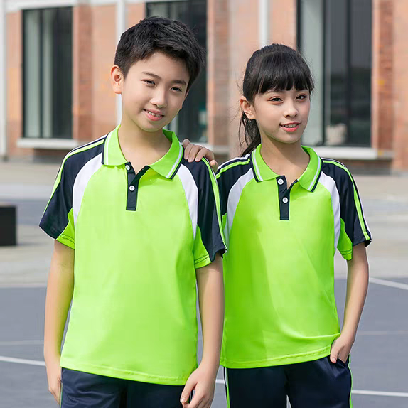 f1中上绿色po衫单短袖