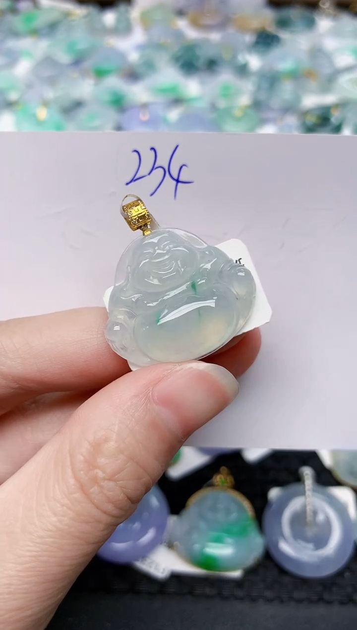 翡翠18K金镶嵌颈饰天然缅甸A货翡翠百元以上9元证书费自理