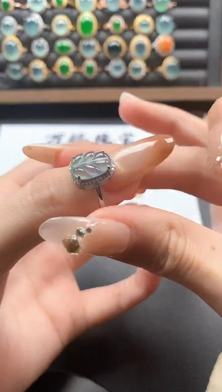 银S925镶嵌戒指翡翠65511