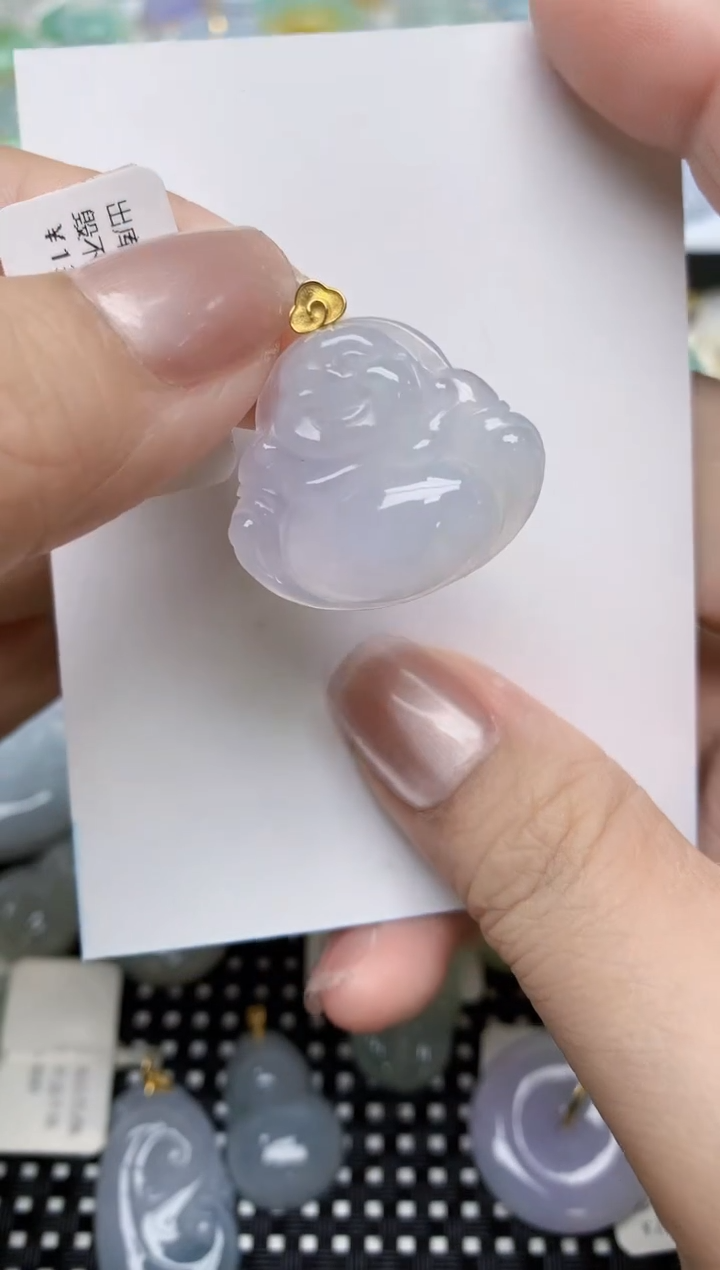 翡翠18K金镶嵌颈饰天然缅甸A货翡翠