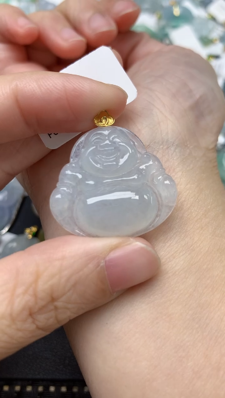 颈饰18K金镶嵌翡翠天然缅甸A货翡翠