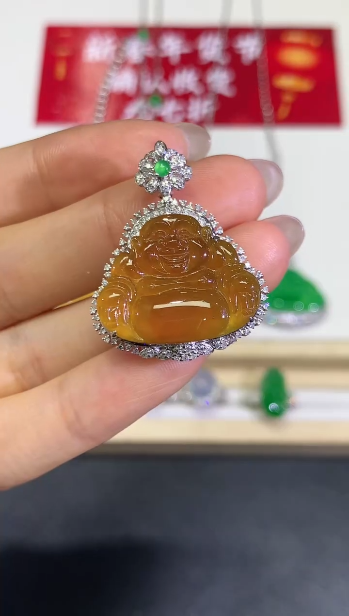 【闪购商品】翡翠颈饰18K金镶嵌团购12