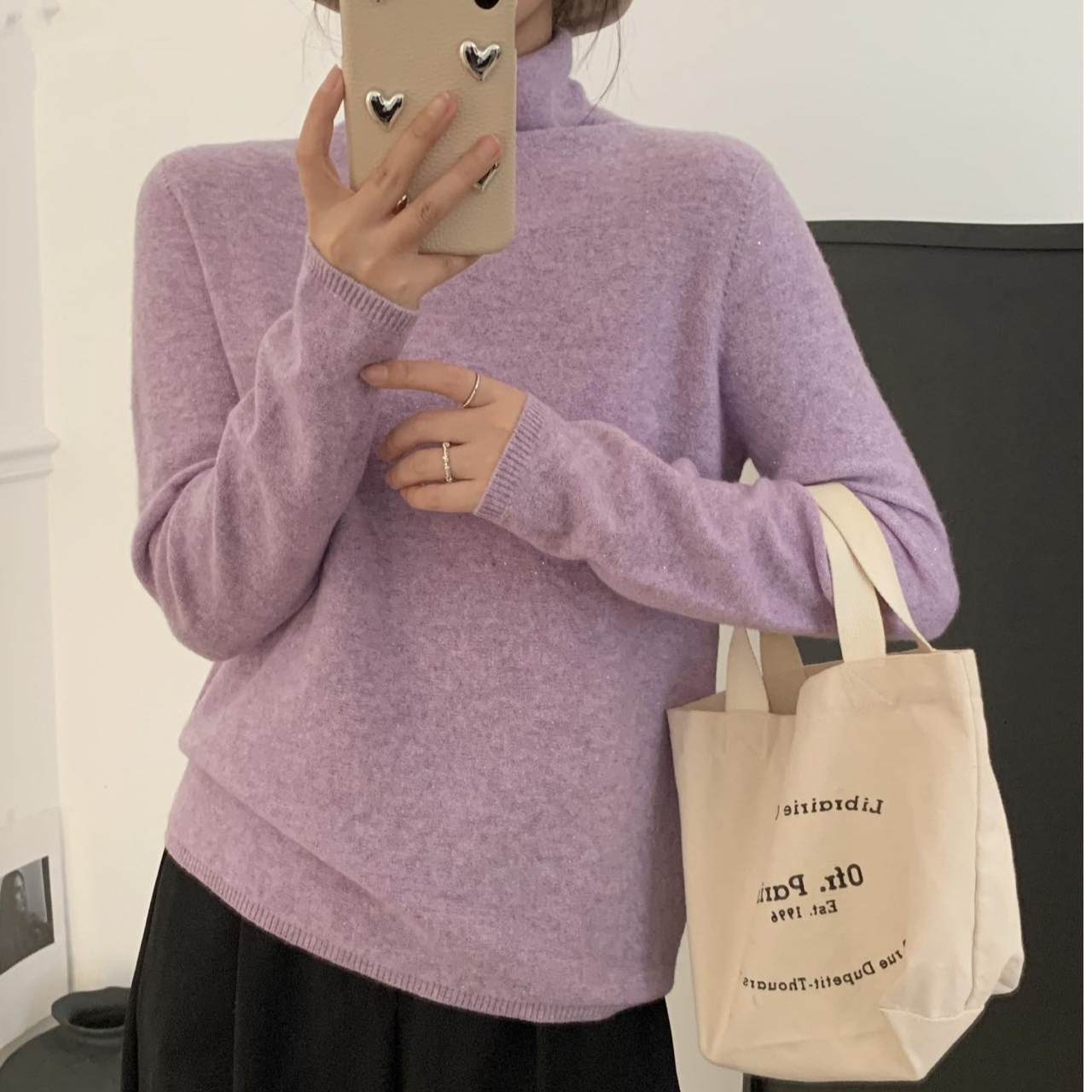 秋冬全羊毛珠片纱中高领时尚开衫女士纯色针织衫上衣