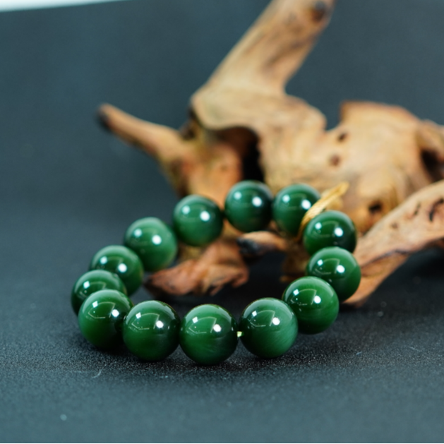 【天天专属】和田玉猫眼手串15+ A102205