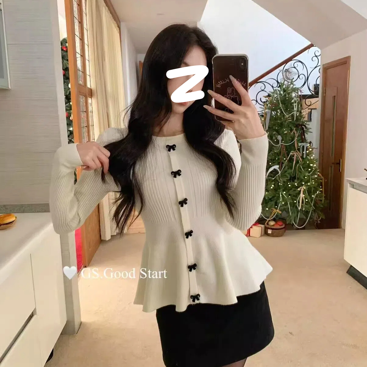 【极致温柔】 秋冬新款优雅气质长袖针织衫蝴蝶结小香风打底衫毛衣