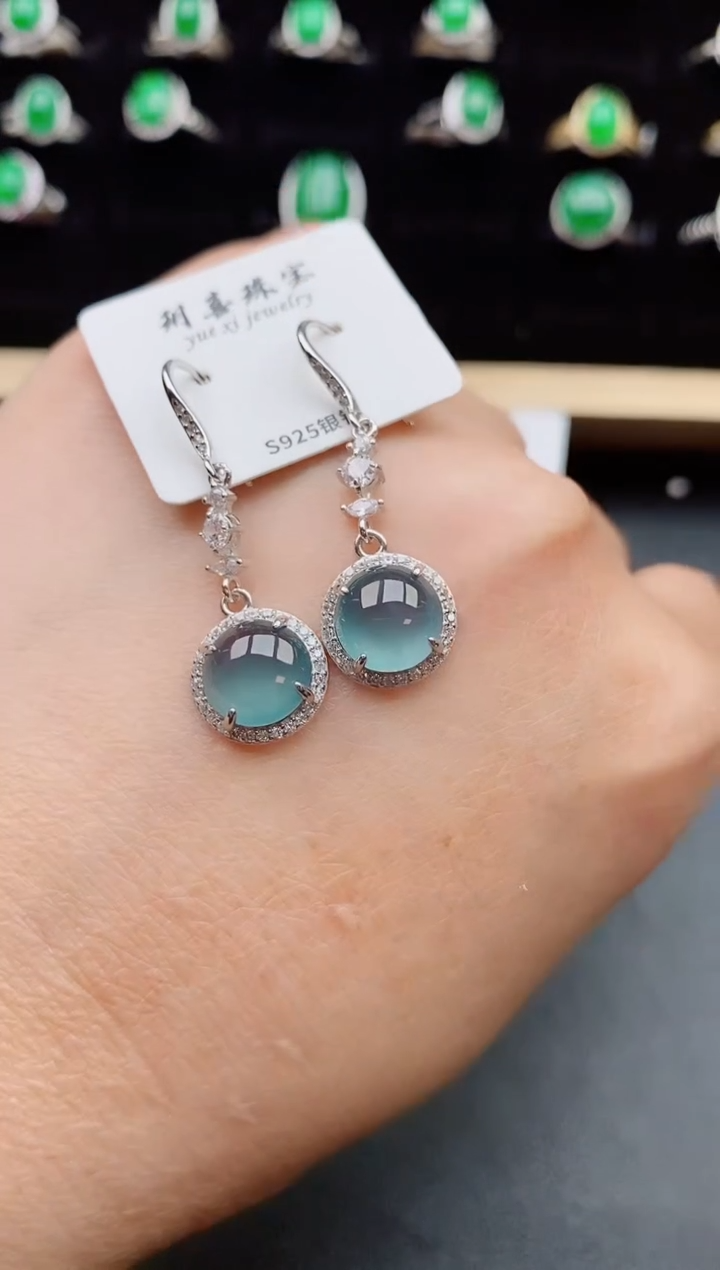 【闪购商品】翡翠耳饰银S925镶嵌50800