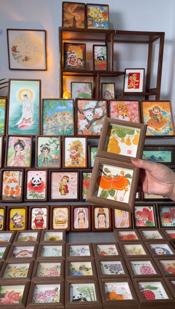 【闪购商品】国画【串串好柿小葫芦】手绘装饰画摆台