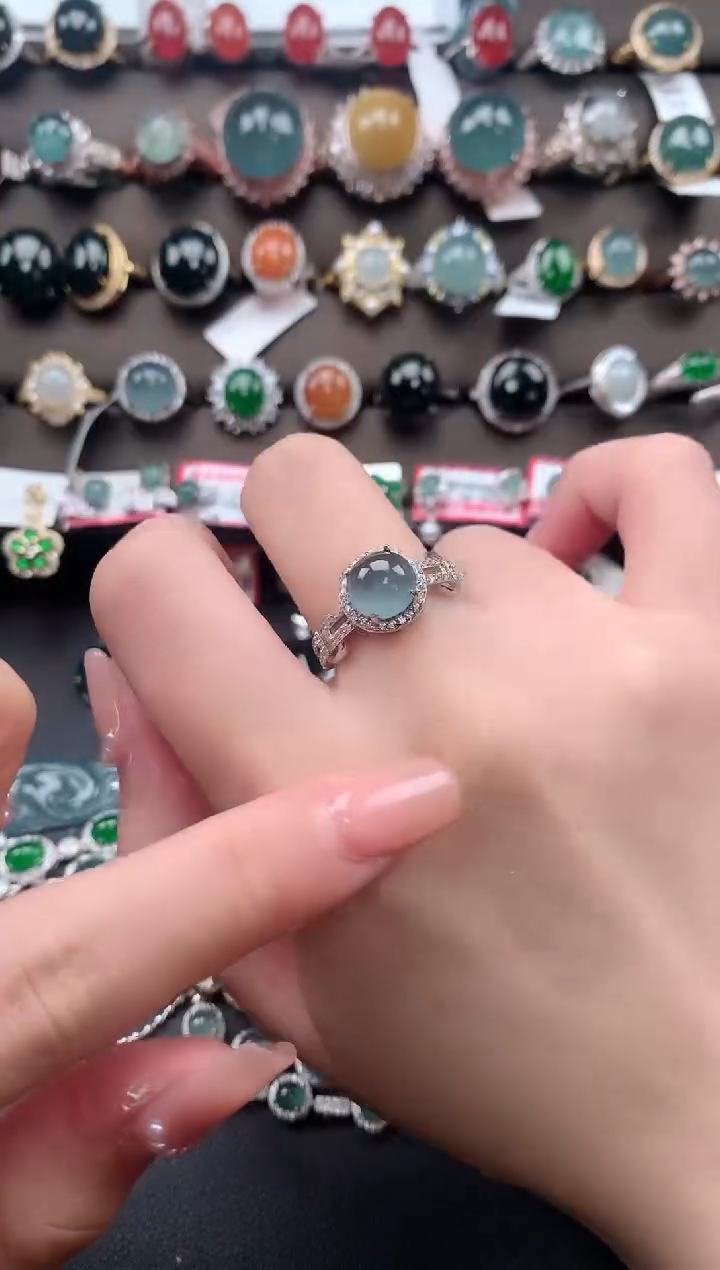 【闪购商品】翡翠戒指银S925镶嵌51241