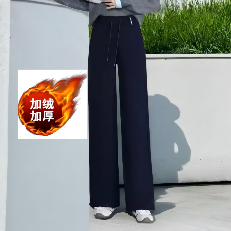 狂欢季【雪狐绒神裤】冬季窄版直筒裤显瘦高腰休闲松紧腰百搭667#