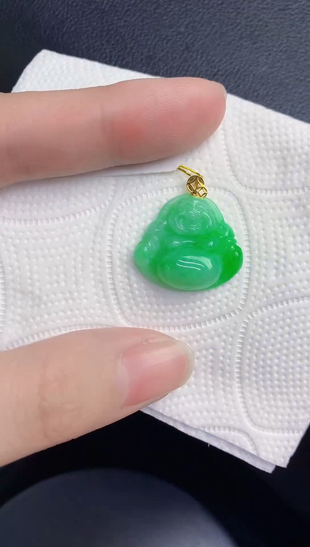 颈饰18K金镶嵌翡翠天然翡翠缅甸A货