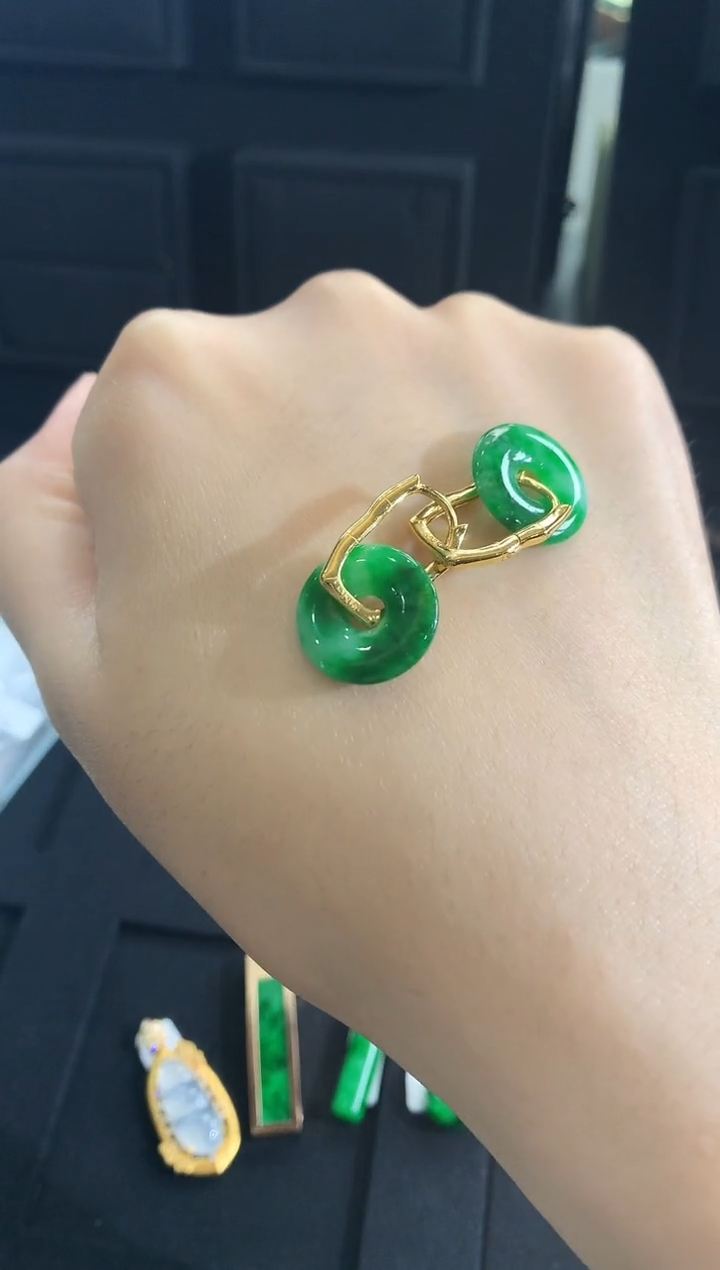 【闪购商品】翡翠耳饰银S925镶嵌耳饰